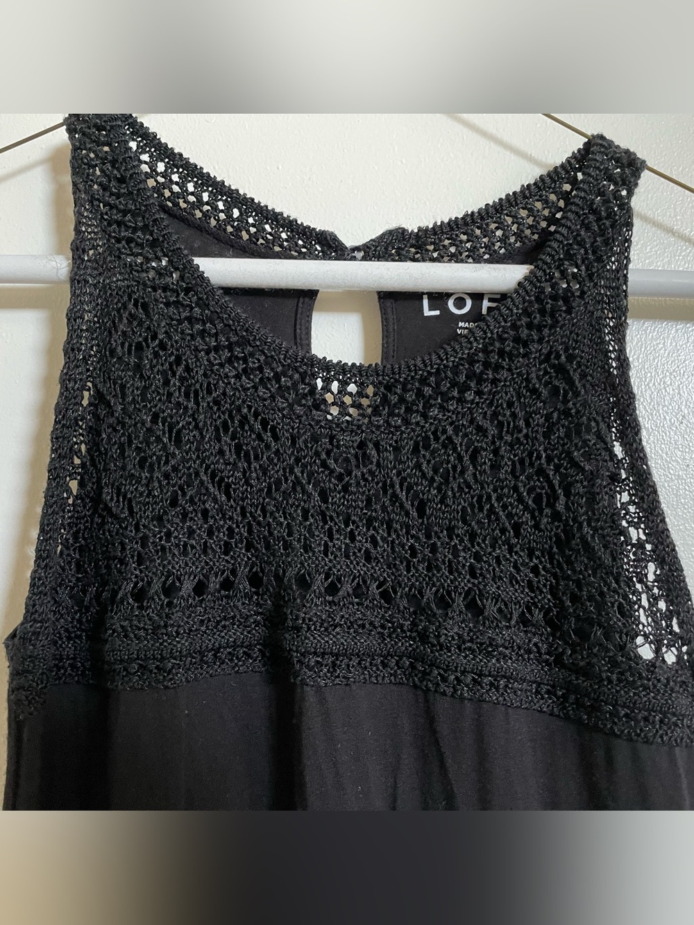 LOFT Crochet Black Sleeveless Top XS - Picture 3 of 7